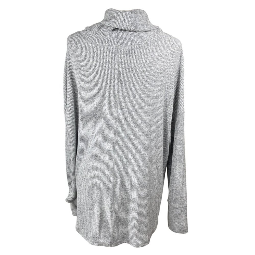 Time & Tru Waffle Knit Tunic Top Cowl Neck Grey Size XL Extra Large Lounge Shirt - Picture 3 of 6